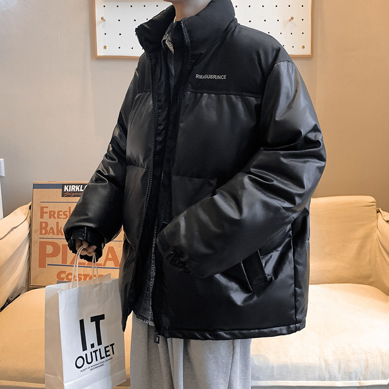 pu皮棉衣男冬季宽松潮牌美式高街棉服加厚青少年痞帅国潮棉袄外套