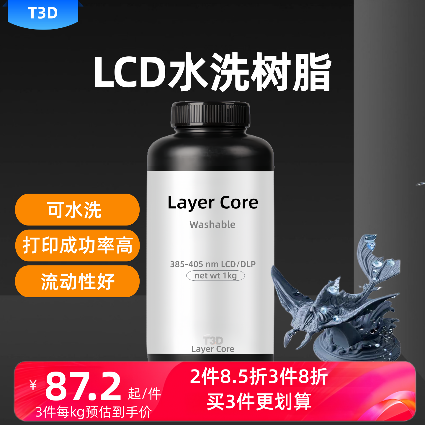 水洗Washable光敏树脂强韧高精度