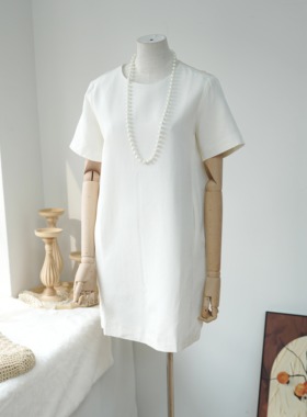 【轻奢定制】夏新款法式小香风珍珠白色千金风轻薄小个子连衣裙女