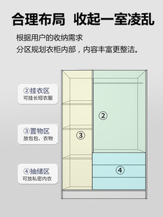 小户型小房间衣柜家用卧室收纳简易两门衣橱 实木衣柜新款 2023爆款