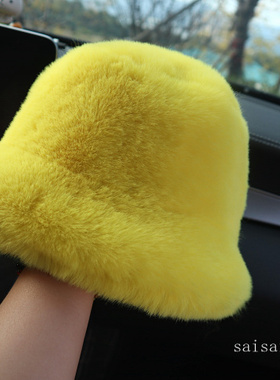 晚晚同款黄色毛绒绒渔夫帽防皮草保暖护耳网红款雪天盆帽