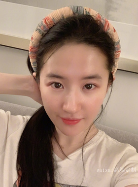 高端定制 刘亦菲同款褶皱发带碎花发箍田园风复古发饰网红头箍