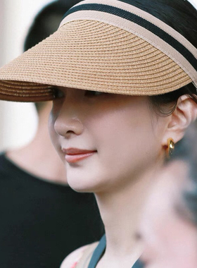花儿与少年江疏影同款草帽遮阳太阳帽女2025夏新款出游发箍太阳帽