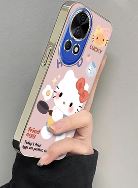 适用华为nova14pro手机壳13/11SE新款Nova10por煎鸡蛋kt猫粉底Hinove9硅胶novo87防摔n0va6电镀nava5ipr0女4