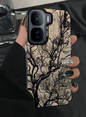 适用iqooneo10/9pro手机壳新款vivoiqooneo8素描枯树ipooneo6se全包防摔iq00neo7/5软硅胶icooneo3电镀高级