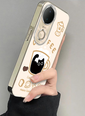 适用vivos20手机壳s19/s18/s17新款s16pro防摔vovos15e硅胶s12全包s10/s9e一杯猫咪vivis7t电镀s6s5高级