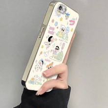 适用苹果6s/7/8plus手机壳新款iPhoneXSmax防摔XR外壳5SE软硅胶11pro全包12/13快乐小新i14P女高级感ip15电镀
