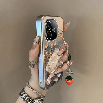 适用iQOOZ9手机壳z9x新款vivoiqooz8/z7日落金莲qooz6x全包防摔硅胶套ipooz5x/z3电镀icoou3xU5高级感