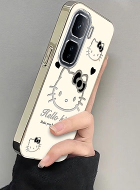 适用iqooneo10/9pro手机壳新款vivoiqooneo8黑蝴蝶结kt猫ipooneo6se全包防摔iq00neo7/5软硅胶neo3电镀高级感