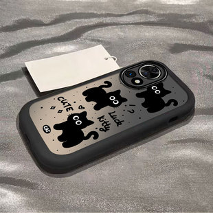 适用华为nova12pro手机壳11SE新款Nova10por泡芙壳Hinove9硅胶novo87防摔n0va6三只黑猫nava5ipr0可爱4全包3i