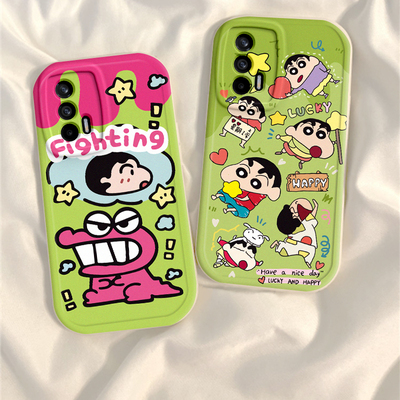 适用真我q3pro手机壳新款realmeq5i硅胶q2i/q5x全包防摔OPPO真我X7pro男女Q3S狂欢版可爱小新q2pro个性情侣套