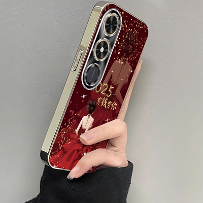 适用荣耀play9C手机壳7T新款华为HonorPlay35/6Tpro有钱有你paly5t全包防摔硅胶套plat8t/4tpro女8X9电镀8C男