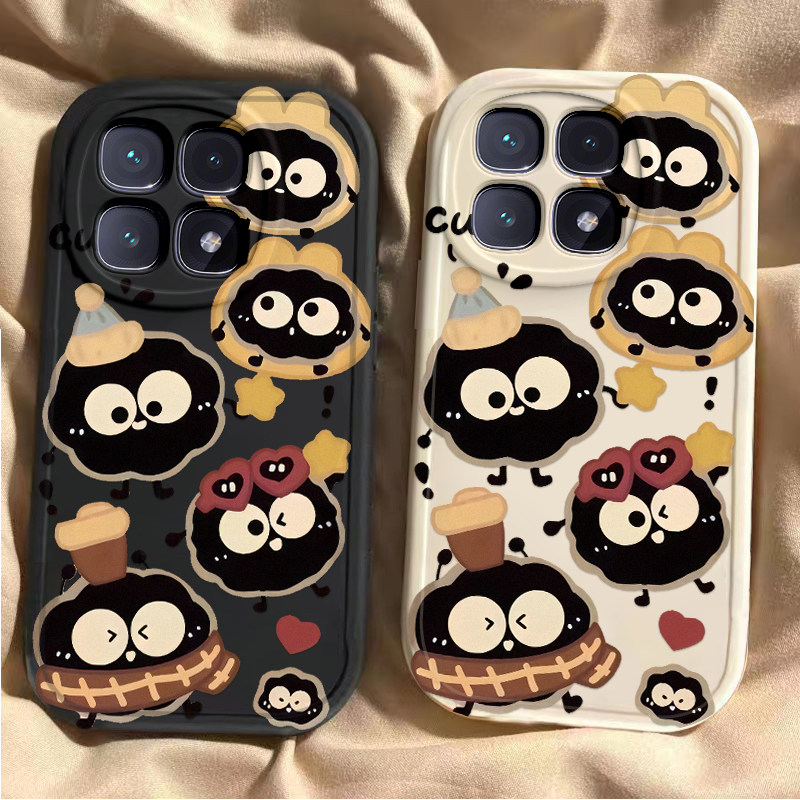 适用红米K70至尊版手机壳新款RedmiK60可爱小米k50pro软硅胶外壳k60e全包防摔k40s男女k30带帽煤球k20pro情侣