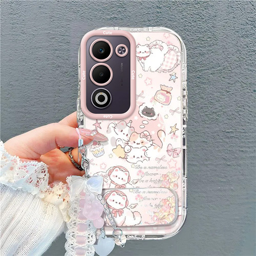 适用OPPOA6i手机壳PKW120猫咪格子保护套A6i5G新款带支架手链OPPO高级感软壳镜头全包防摔OPPOPKW外壳OPA女生