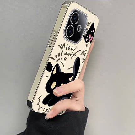 适用iQOOZ9手机壳z9x新款vivoiqooz8/z7喵喵黑猫qooz6x全包防摔硅胶套ipooz5x/z3电镀icoou3xU5高级感iqooz1x