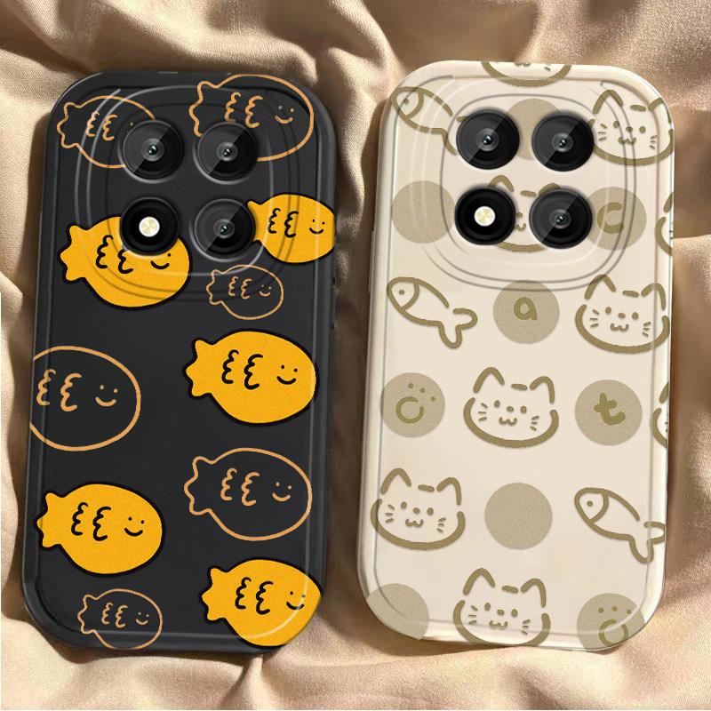 适用红米Note15Pro手机壳RedmiNote15Pro+小米新款猫饼干鱼保护套Redmi硅胶5G全包防摔por十男女noto加155G软