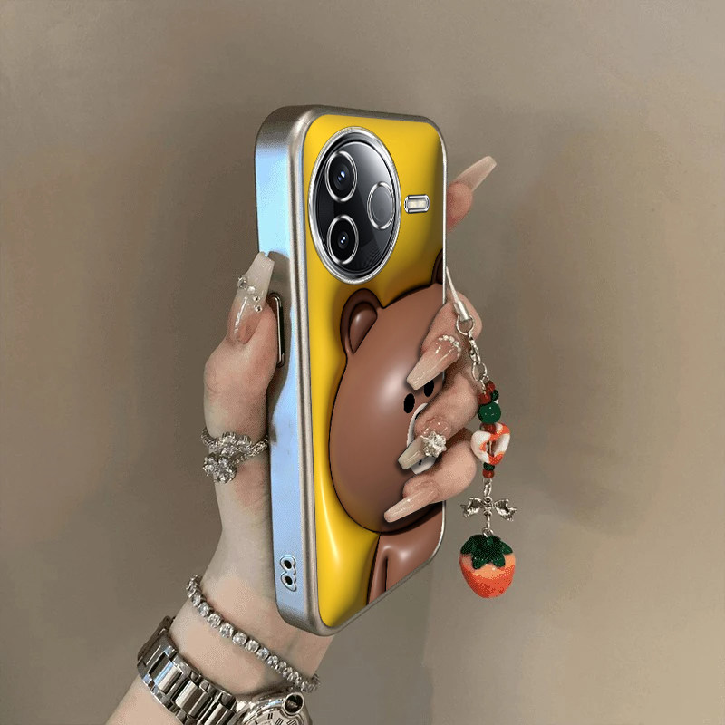 适用红米K80手机壳K70新款RedmiK60至尊版膨胀棕熊小米k50pro软硅胶外壳k60e全包防摔k40s电镀k30k20pr