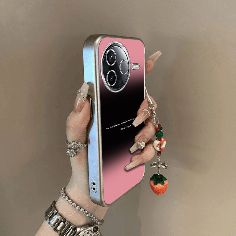 适用红米K80手机壳K70新款RedmiK60至尊版黑粉渐变英文小米k50pro软硅胶外壳k60e全包防摔k40s电镀k30k20pr