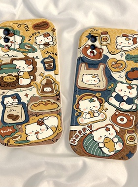 适用vivoY93手机壳Y9S新款vivo丫97硅胶vovoy85全包y93s防摔viviy83保护套Y81s咖啡猫咪viv0Y66i外壳y67a男女