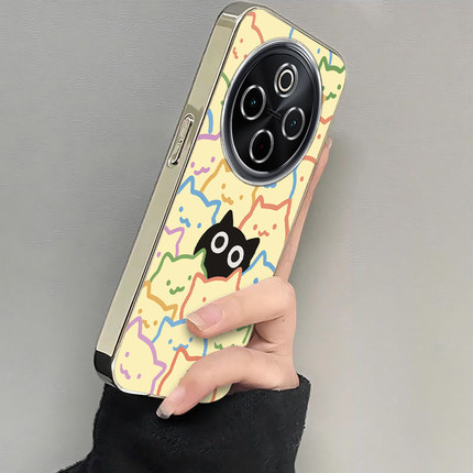 适用vivoy300Pro手机壳新款y200/y78/y77e一只黑猫送手y76s硅胶套vovoy66y73sy71t防摔y93s85a女y70sY300