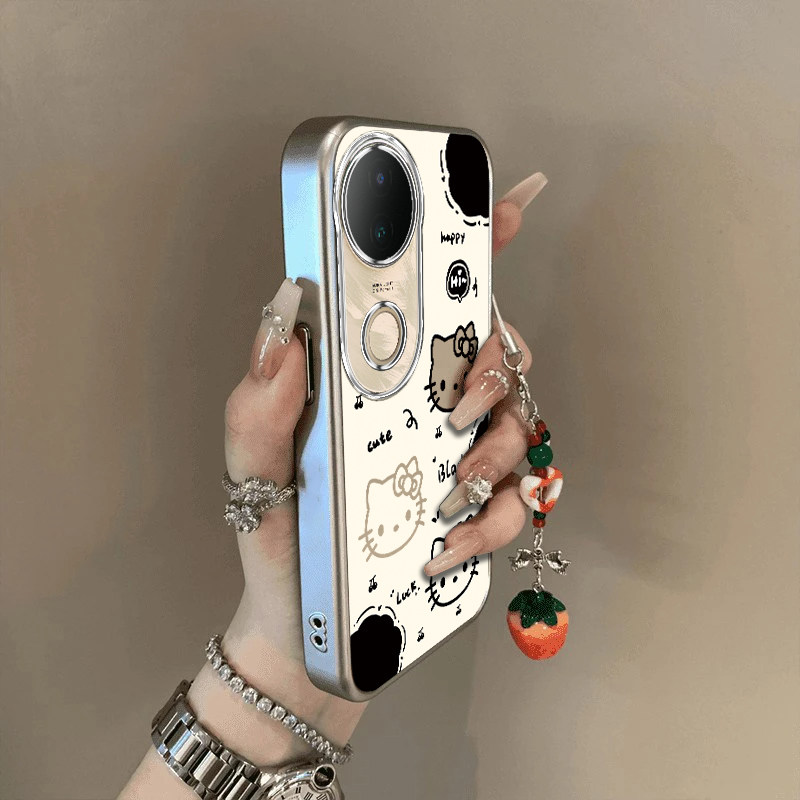 适用vivos20手机壳s19/s18/s17新款s16pro防摔vovos15e硅胶s12全包s10/s9e猫爪凯蒂猫镂空vivis7t电镀s6s5高