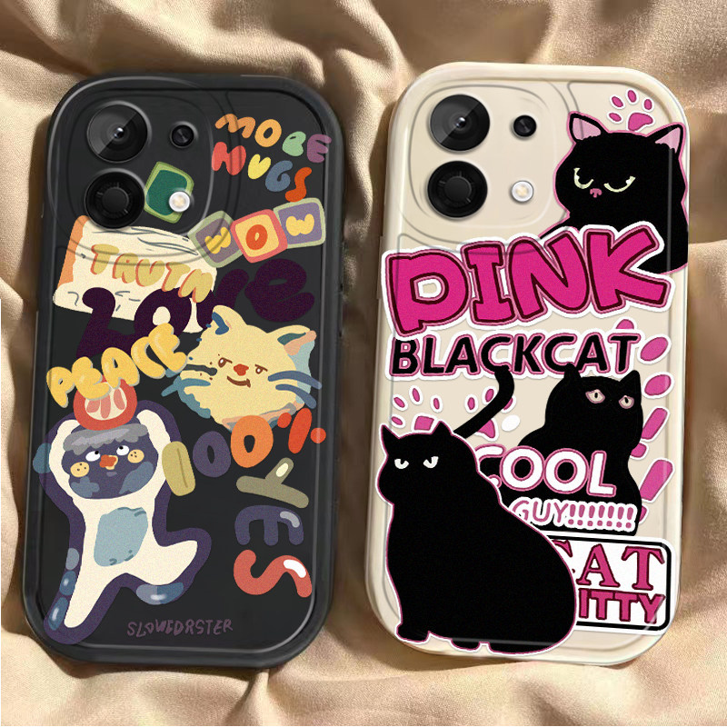 适用OPPOK13Turbo手机壳K13TurboPro保护套OPPO5G新款Pro全包PLE110防摔0pp0硅胶opk软男女外壳三只黑猫