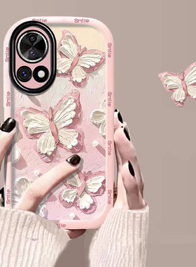 适用华为nova12pro手机壳11SE新款Nova10por泡芙壳Hinove9硅胶novo87防摔n0va6油画蝴蝶nava5ipr0少女4全包3i