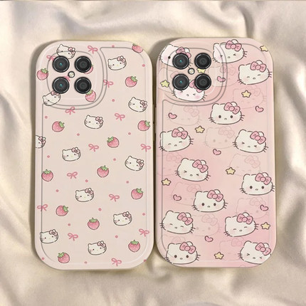 适用荣耀Play5手机壳华为HONORPlay5保护套HONOR新款P1ay草莓KT猫外壳HONORPiay软硅胶Paly全包防摔Piay男女