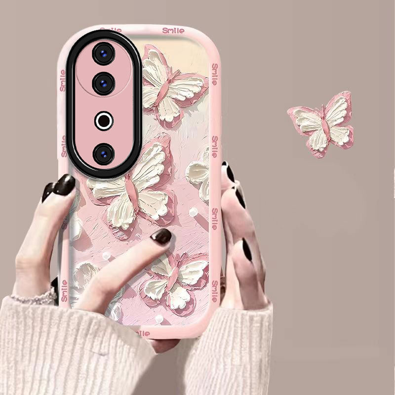 适用vivos19/s18手机壳s18pro/s17t新款s16泡芙壳vovos15e硅胶s12全包防摔s10/s9e油画蝴蝶vivis7t可爱软少女