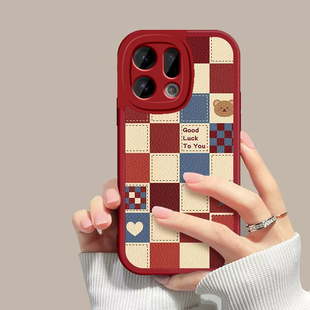 适用OPPOFindx9手机壳Findx9Pro保护套OPPO新款格子小熊Find硅胶X9镜头全包防摔oppofandx男女oppox0pp0外壳