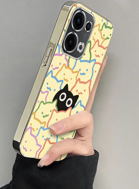 适用oppoReno13手机壳Pro新款reno12/11/10镜头全包reon7/6/5防摔9/8por+硅胶套rone4se一只黑猫外壳2Z