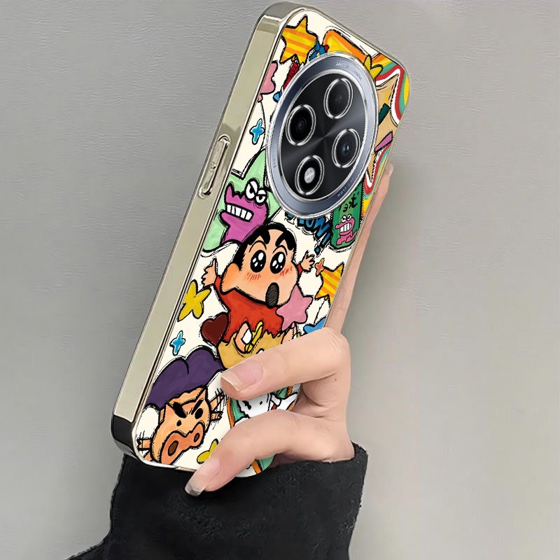 适用oppoa3pro手机壳a2/a1/a58新款a93s软opopa96涂鸦小新A575G电镀a11x全包a32防摔a72高级感a35a91a83