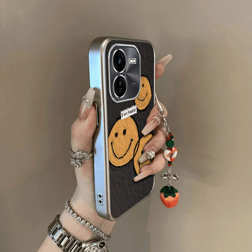 适用vivoy37pro手机壳新款y200Y100i三个笑脸y53s硅胶vovoy52s全包y31s标准版防摔y33s电镀y32ty30g潮