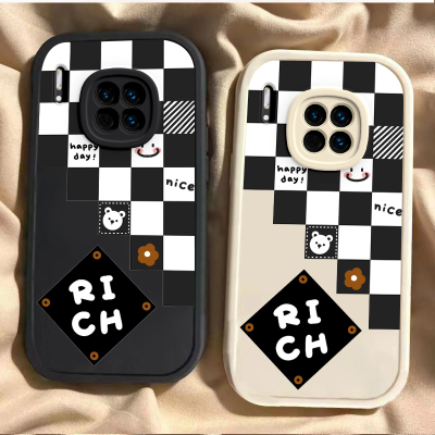 适用华为mate30手机壳新款mate30pro保护套mate30Epro全包防摔meta40女生5g硅胶外壳mt50黑白格子60por曲面屏