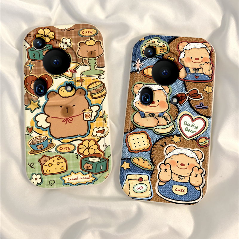 适用华为P50pro手机壳女新款P50全包防摔外壳P50E的软硅胶保护套tdtechp50黄油小熊荣耀P5Opor带挂绳p59pr0男