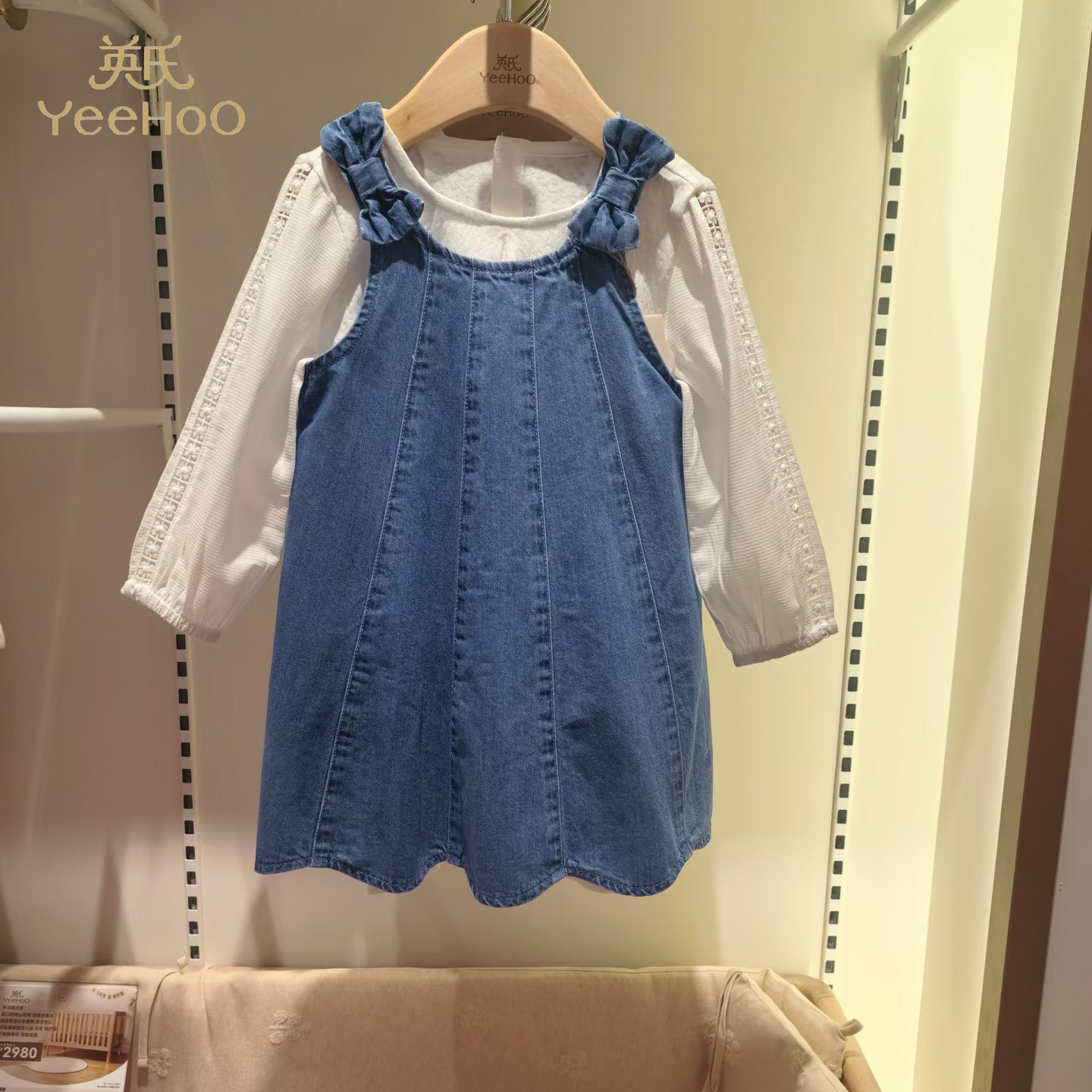 【商场同款】英氏童装女宝宝连衣裙纯棉牛仔背心裙夏季日常儿童裙