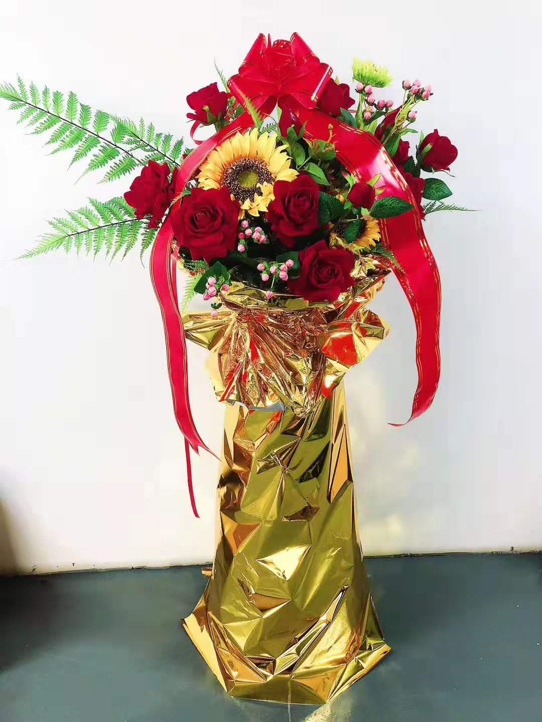 开业花篮金纸 红纸锡箔纸庆典永远怀念卡片蓝包装纸鲜花包装材料
