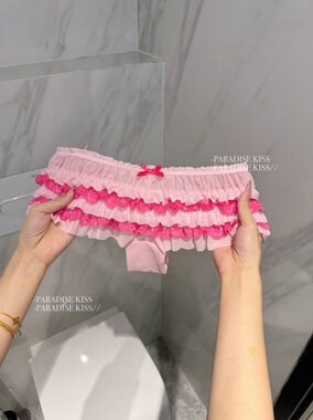 「KISS」甜心蛋糕裤少女纯欲风蕾丝花边性感纯欲镂空内裤女三角裤