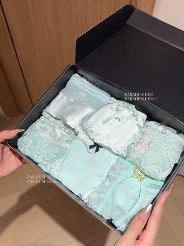 【薄荷曼波】新款奢华薄荷绿系列纯欲内裤套装性感高级女生三角裤
