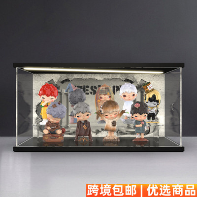 适用POPMART泡泡玛特HIRONO重塑系列手办盲盒灯光亚克力展示盒