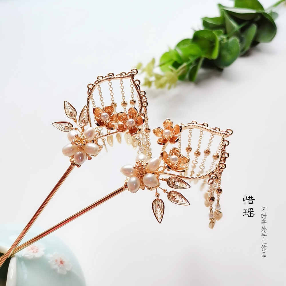 古代风发簪子流苏步摇魏晋风复古典发钗子珍珠汉服头饰包邮 惜瑶