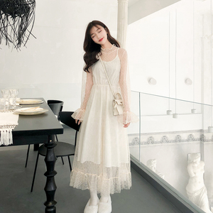 温柔风蕾丝网纱连衣裙