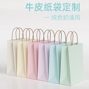 牛皮紙手提袋烘焙外賣奶茶打包袋現貨服裝 袋子定制印logo 禮品包裝