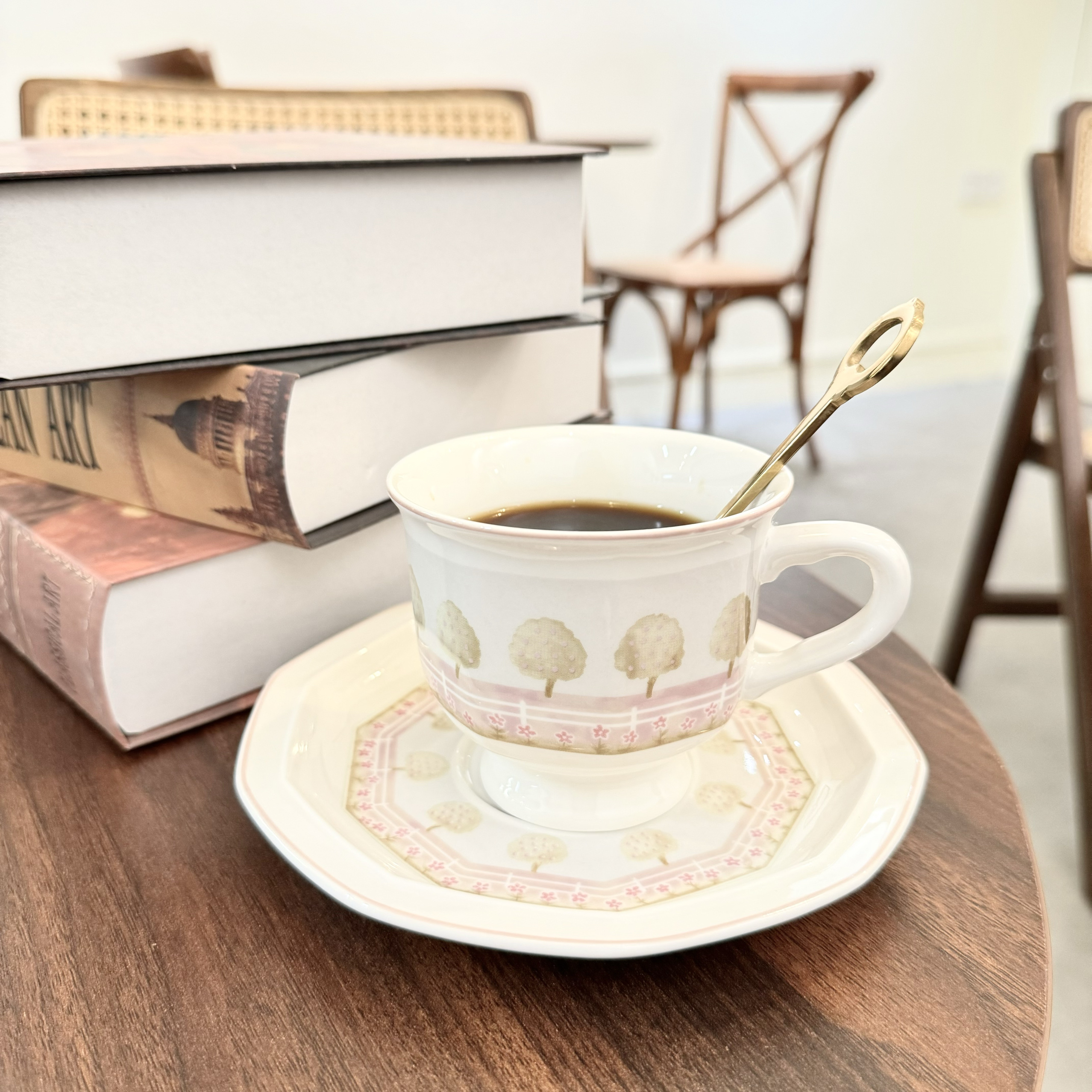 中古清新粉绿咖啡杯碟陶瓷杯杯具套装设计感小众高颜值杯碟