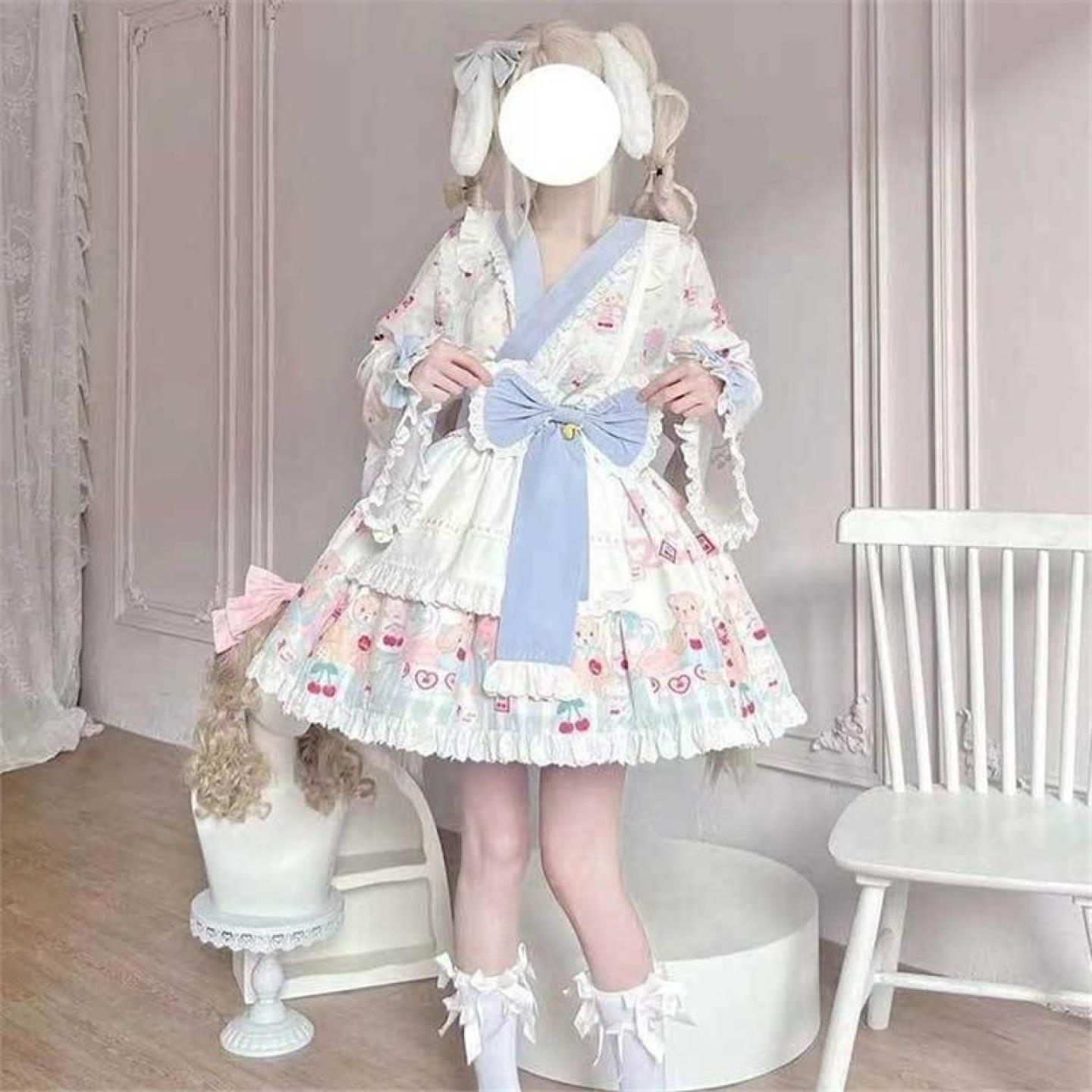 和风糖罐泡芙洛丽塔女仆连衣裙