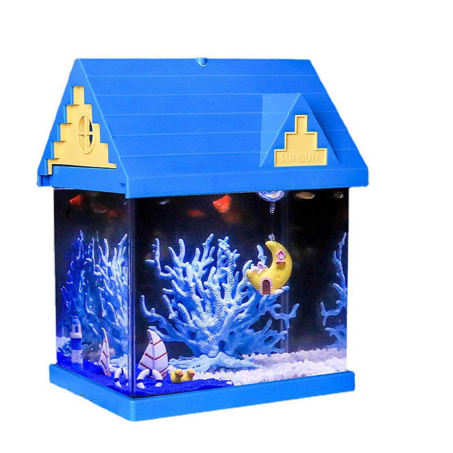小屋日记鱼缸客厅小型超白玻璃鱼缸生态桌面造景金鱼缸水族箱