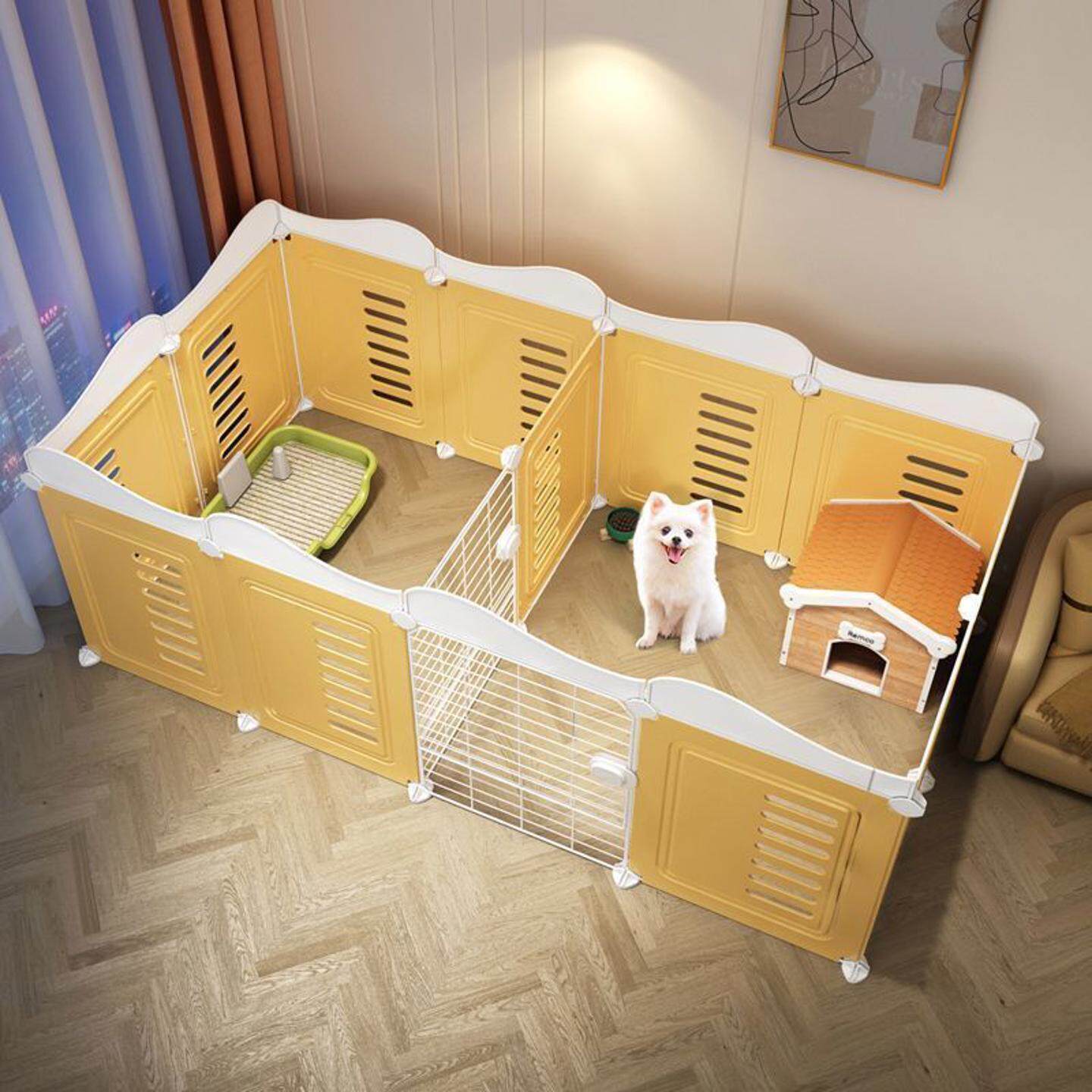 宠物狗狗围栏室内狗窝一室一厅一卫中小型犬比熊带厕所区拦狗栅栏