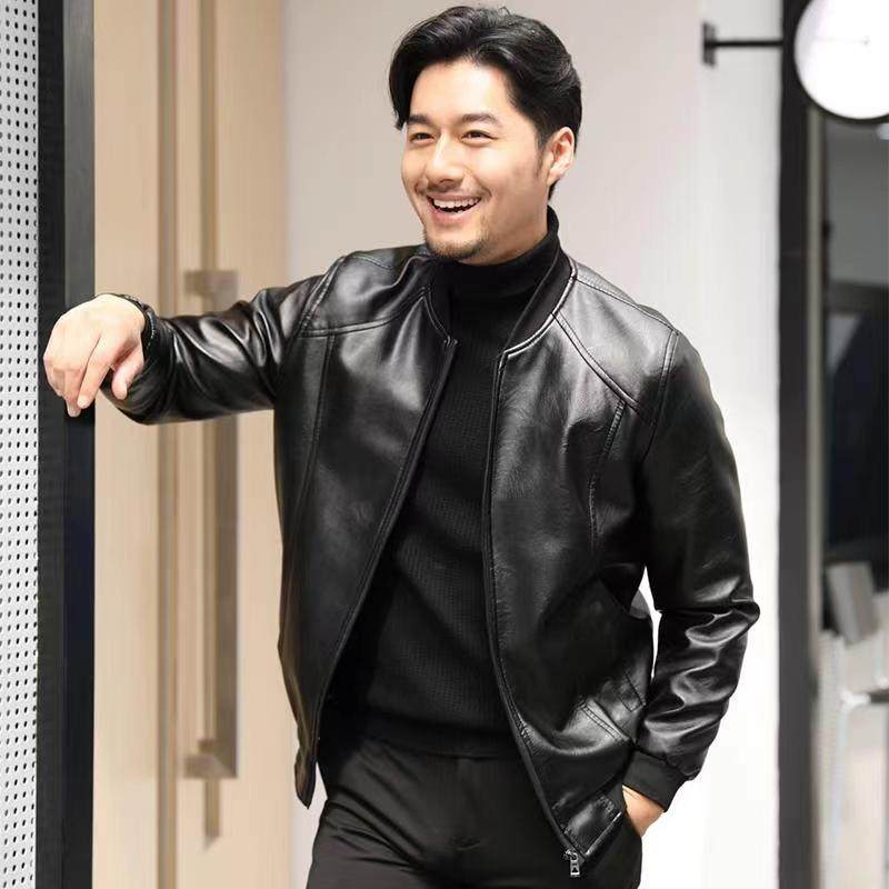 秋冬新款男士皮衣夹克新款黑色外皮衣