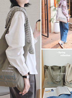 小众又高级！防泼水面料~洋气豆绿色春日感帆布袋，字母单肩包