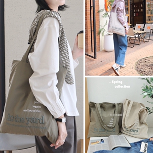 字母单肩包 洋气豆绿色春日感帆布袋 小众又高级 防泼水面料